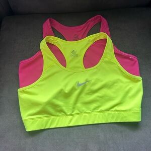 Nike Women's Bright Yellow and Pink Sports Bras